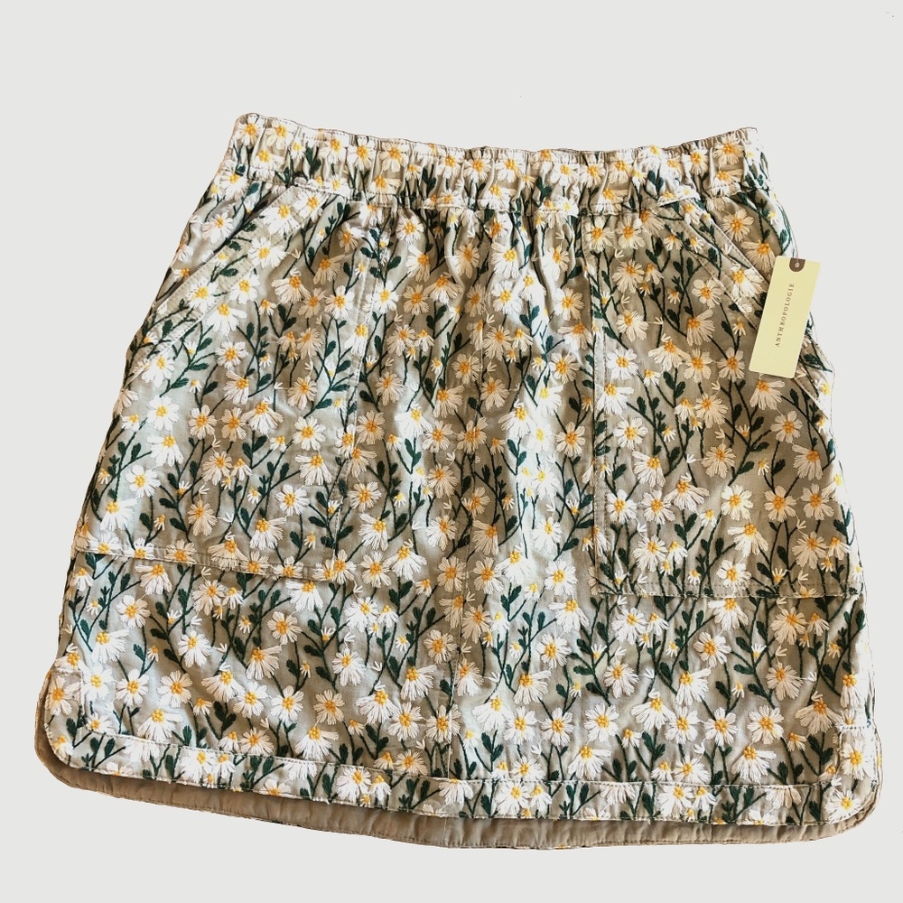 Anthropologie NWT Embroidered Sunflower 🌻 Skirt